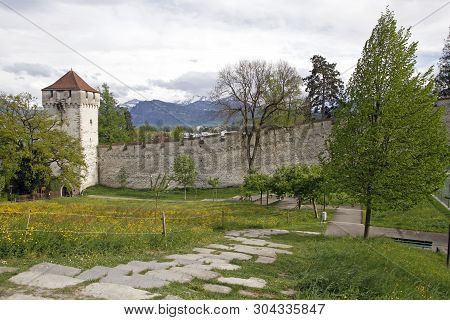 Part Of Musegg Wall In City Luzern