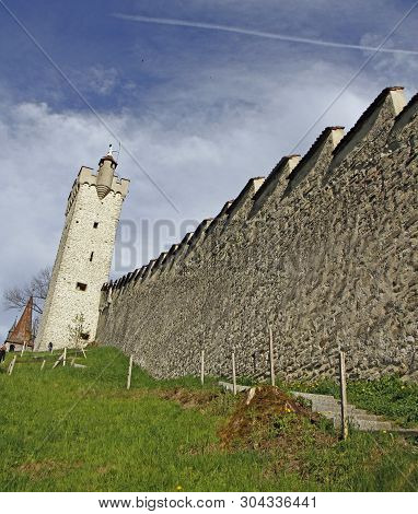 Part Of Musegg Wall In City Luzern