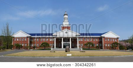 Daegu, South Korea - 6 April, 2019: Classic Building At Keimyung University In Daegu, South Korea. K
