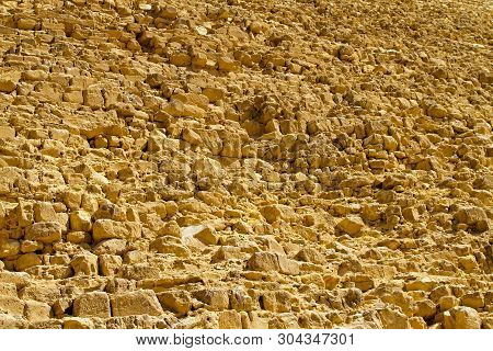 Pyramid Khafre Stone Wall Texture At Sunny Day