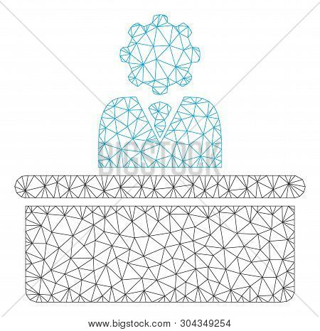 Mesh Bureaucrat Polygonal Icon Vector Illustration. Carcass Model Is Based On Bureaucrat Flat Icon. 