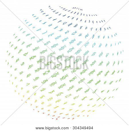 Mesh Candy Abstract Sphere Polygonal Icon Vector Illustration. Carcass Model Is Based On Candy Abstr