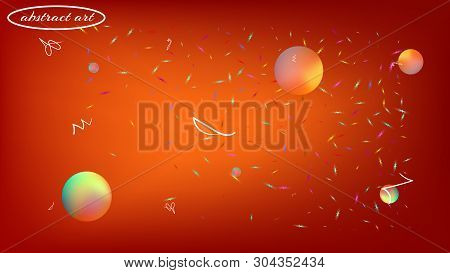 Fresh Space Fantasy. Background Texture, Blend. Minimal Colorific Illustration.  Red Colored Backgro