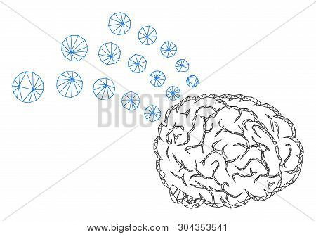 Mesh Brain Radio Interface Polygonal Icon Vector Illustration. Model Is Based On Brain Radio Interfa