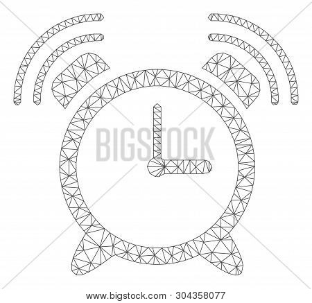 Mesh Buzzer Polygonal Icon Vector Illustration. Carcass Model Is Created From Buzzer Flat Icon. Tria