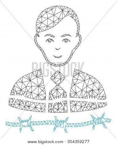 Mesh Businessman Arrest Polygonal Icon Vector Illustration. Carcass Model Is Based On Businessman Ar