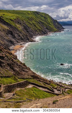 Landscape Beach Sea Spain Euskadi Cloud Rock