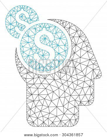 Mesh Business Thinking Polygonal Symbol Vector Illustration. Model Is Created From Business Thinking