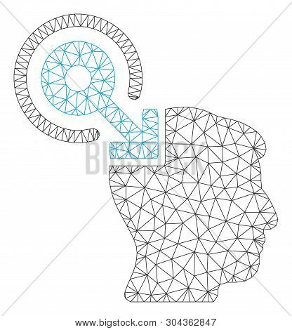 Mesh Brain Interface Plug-in Polygonal Icon Vector Illustration. Carcass Model Is Based On Brain Int