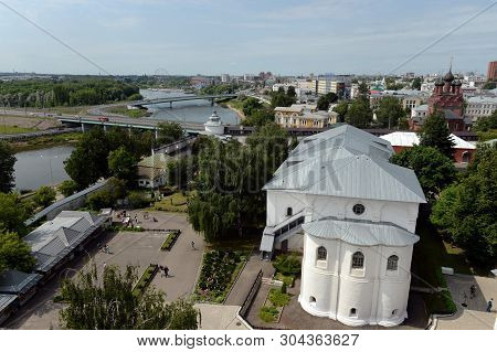 Yaroslavl, Russia - June 23, 2018: The View From The Bell Tower Of The Spaso-transfiguration Monaste
