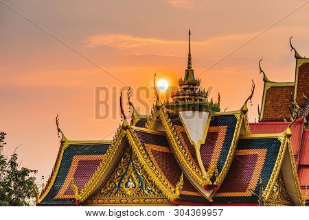 Beautiful Thai Temple Roof Detail With Colorful Architectural Work  Temple With Thailand And Lovely 