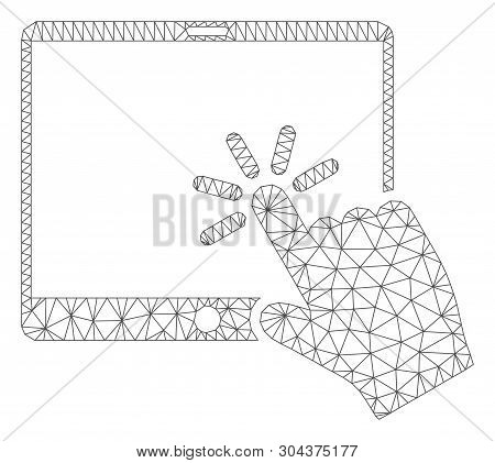Mesh Click Mobile Tablet Polygonal 2d Vector Illustration. Model Is Based On Click Mobile Tablet Fla
