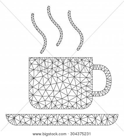 Mesh Coffee-break Polygonal Icon Vector Illustration. Carcass Model Is Based On Coffee-break Flat Ic