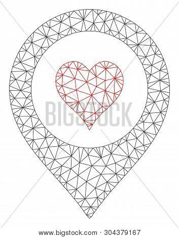 Mesh Casino Map Marker Polygonal Icon Vector Illustration. Carcass Model Is Based On Casino Map Mark