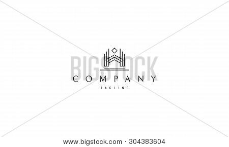 Asian House Abstract Black Line Vector Logo Design