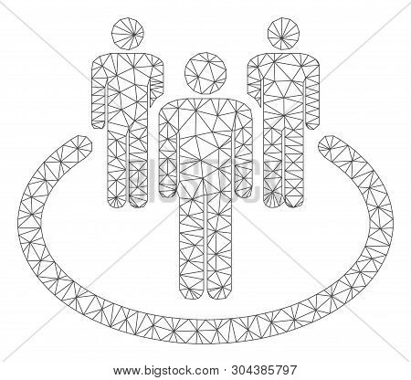 Mesh Community Polygonal 2d Vector Illustration. Model Is Based On Community Flat Icon. Triangular N
