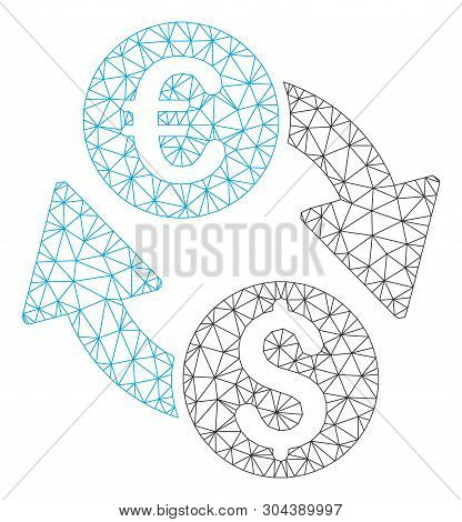 Mesh Coins Exchange Polygonal Icon Vector Illustration. Model Is Created From Coins Exchange Flat Ic