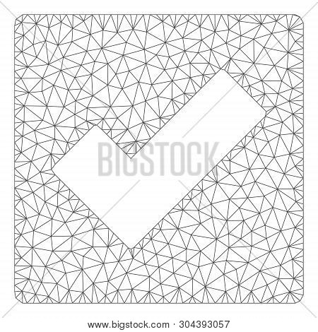 Mesh Check Polygonal Icon Vector Illustration. Carcass Model Is Based On Check Flat Icon. Triangular