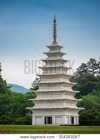 Stone Pagodas Of Mireuksa Temple Site, Iksan-si, South Korea.