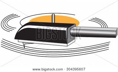 Illustration Of The Contour Of A Vinyl Disc With A Tone Arm On A White Background
