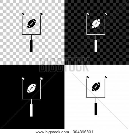 American Football With Goal Post Icon Isolated On Black, White And Transparent Background. Vector Il