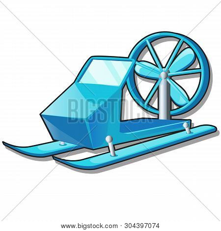 Snow Sled With A Fan Or Turbine Isolated On White Background. Equipment For Outdoor Winter Activitie