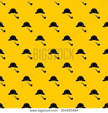 Hat And Pipe Pattern Seamless Vector Repeat Geometric Yellow For Any Design