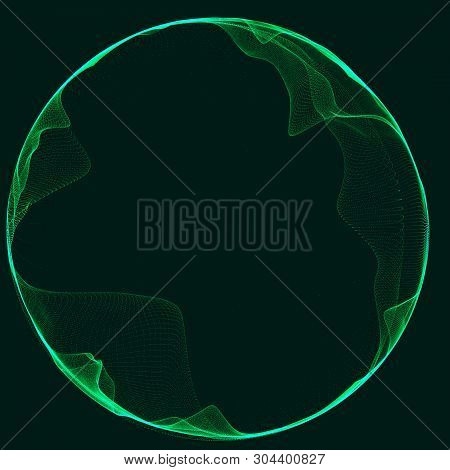 Space-time Green Portal. Futuristic 3D Portal. Cosmic Wormhole. Funnel-shaped Tunnel. 3D Rendering.