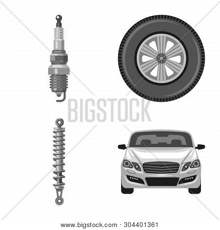 Vector Design Of Auto And Part Symbol. Collection Of Auto And Car Vector Icon For Stock.
