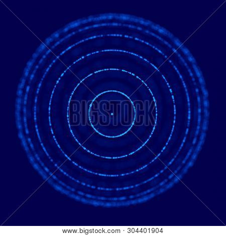 Abstract Blue 3D Sphere Made Of Points. Futuristic Technology Style. Sphere Particles. Plexus Effect