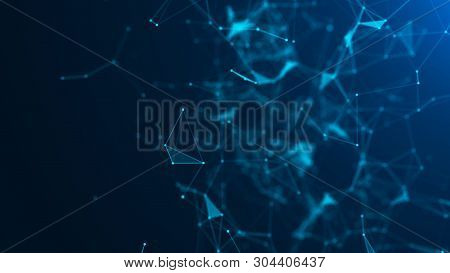 Abstract Blue Digital Background. Big Data Visualization. Science Background. Big Data Complex With