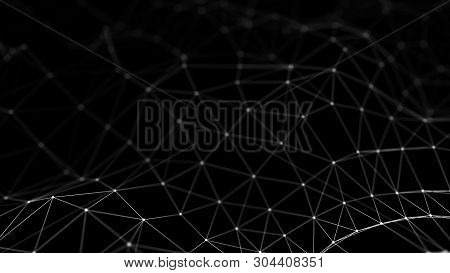 Wave 3D. 3D Black Abstract Background. Abstract Background With A Dynamic Wave. Big Data Visualizati