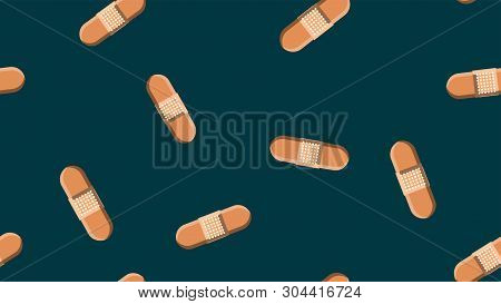 Seamless Pattern Texture Of Endless Repetitive Bodily Medical Pharmaceric Patches For Sealing Wounds