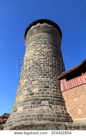 Nuremberg Imperial Castle - Sinwell Tower. Landmark Of Nuremberg City, Germany.