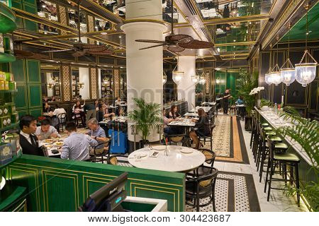 SINGAPORE - CIRCA APRIL, 2019: interior shot of Violet Oon Singapore at Jewel Changi Airport.