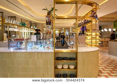 SINGAPORE - CIRCA APRIL, 2019: interior shot of Shang Social at Jewel Changi Airport.