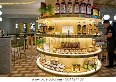 SINGAPORE - CIRCA APRIL, 2019: interior shot of Shang Social at Jewel Changi Airport.