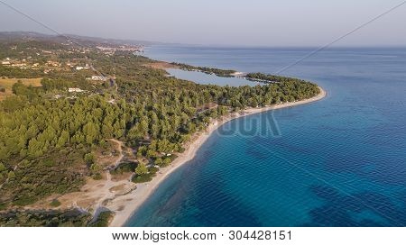 Paragga Beach Near Glarokavos Beach In Kassandra Peninsula. Halkidiki, Greece