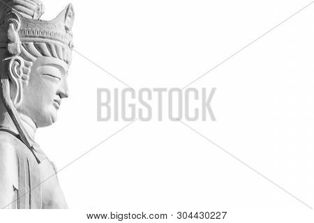 Buddha Sculpture Over White Background