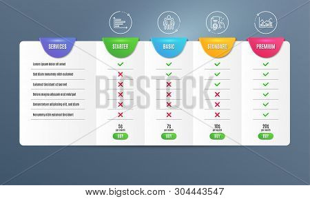 Group, Horizontal Chart And Certificate Icons Simple Set. Comparison Table. Infochart Sign. Managers