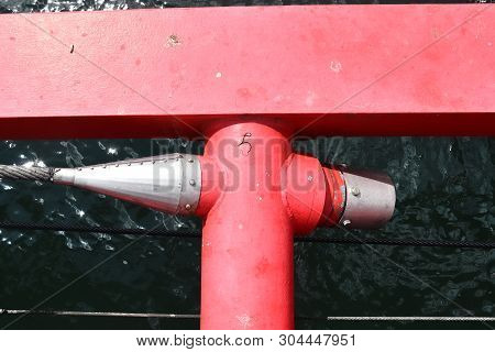 Different Bollards And Technical Installations Of Vessel Traffic At The Port In Kiel Germany