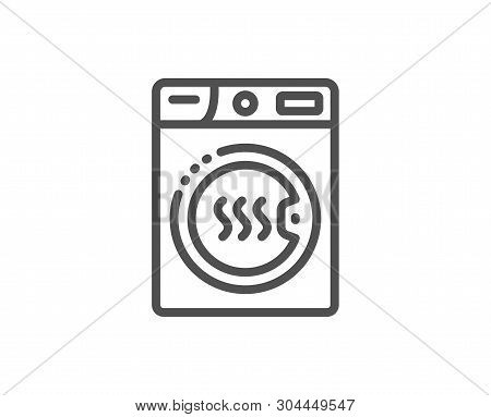 Dryer Machine Line Icon. Laundry Service Sign. Dry Clothing Symbol. Quality Design Element. Linear S