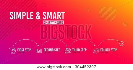 Infographic Timeline. Bar Diagram, Report And Cogwheel Icons Simple Set. Ab Testing Sign. Statistics