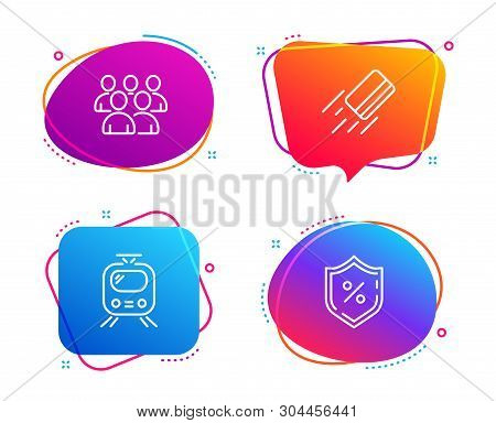 Train, Credit Card And Group Icons Simple Set. Loan Percent Sign. Tram, Bank Payment, Developers. Pr