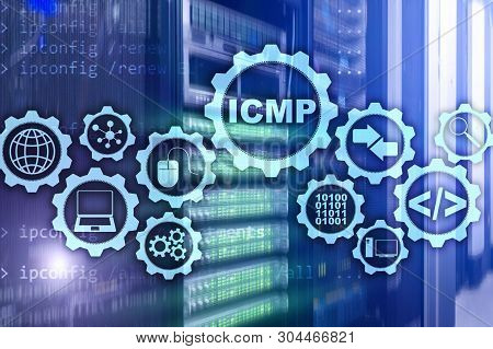 Icmp. Internet Control Message Protocol. Network Concept. Server Room On Background