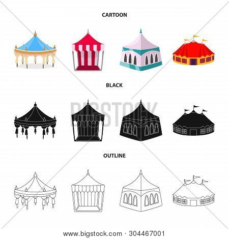 Vector Illustration Of Roof And Folding Sign. Collection Of Roof And Architecture Stock Vector Illus
