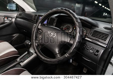 Novosibirsk, Russia - May 31, 2019:  Toyota Fielder,close-up Of The Dashboard, Speedometer, Tachomet