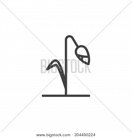 Tulip Flower Line Icon. Linear Style Sign For Mobile Concept And Web Design. Withered Flower Outline