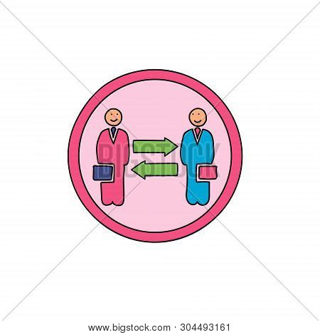 Dialogue Business Cute Icon. Conversation Symbol Icon In A Cute Cartoon Comic Style. Negotiation Ico