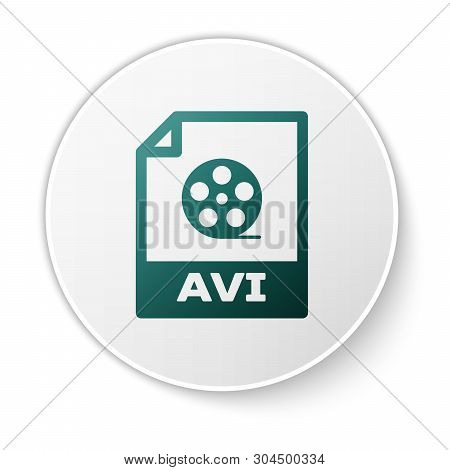 Green Avi File Document Icon. Download Avi Button Icon Isolated On White Background. Avi File Symbol